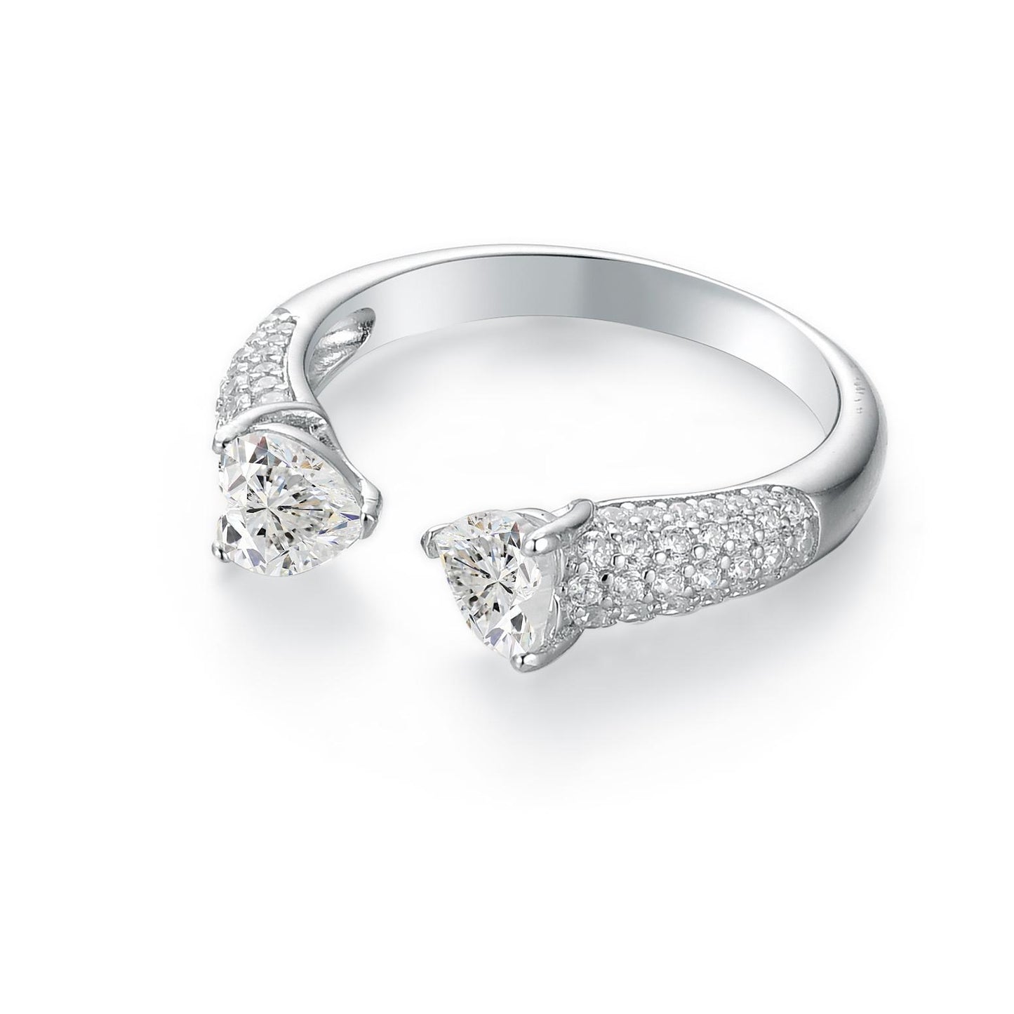 S925 Heart-Cut Moissanite Plating Ring 1CT 【2#3】