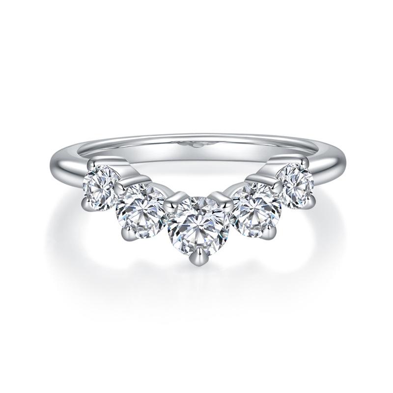 S925 Round-Cut Full Moissanite Ring Band Ring Match Band 【J#7】