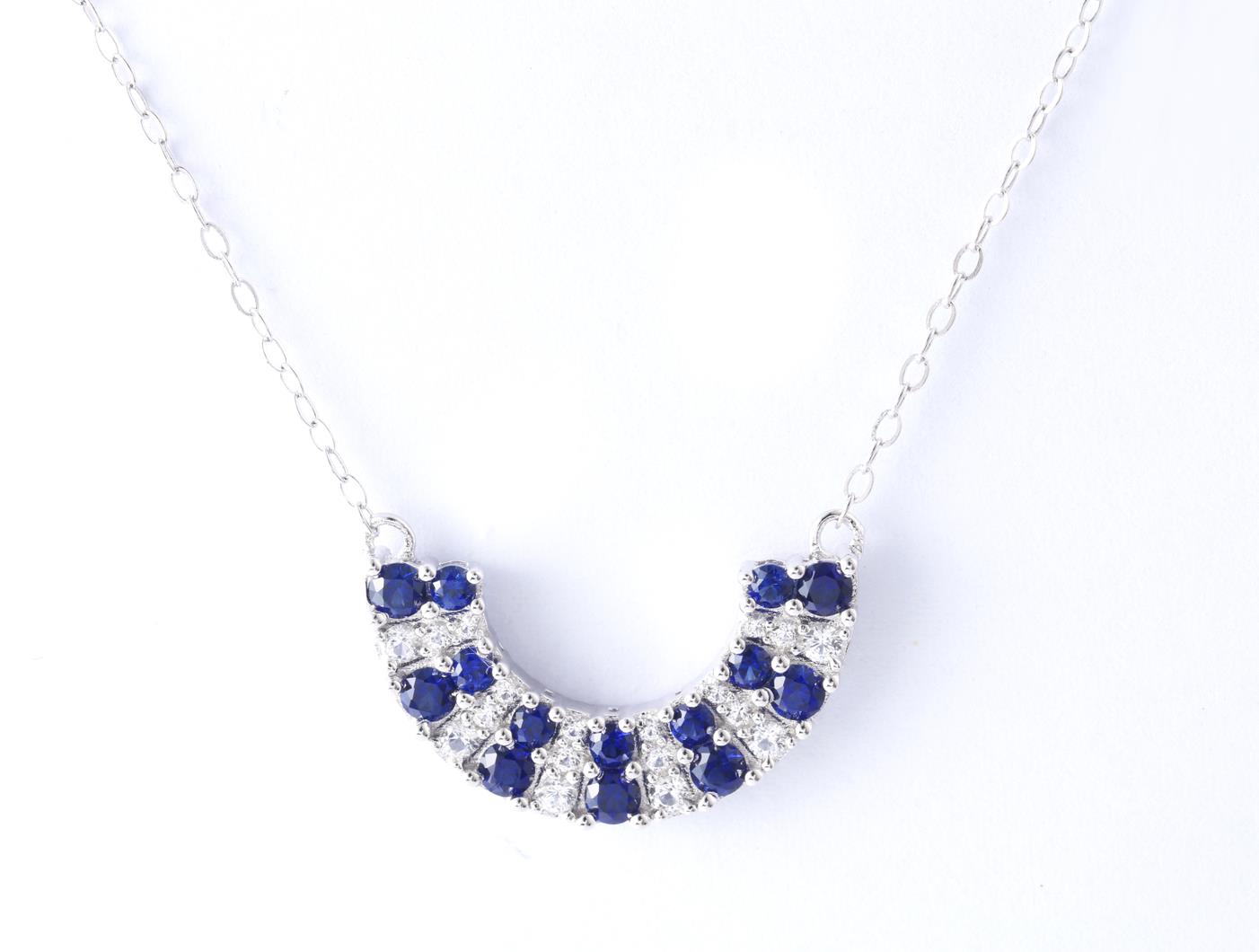 S925 silver blue corundum smile necklace