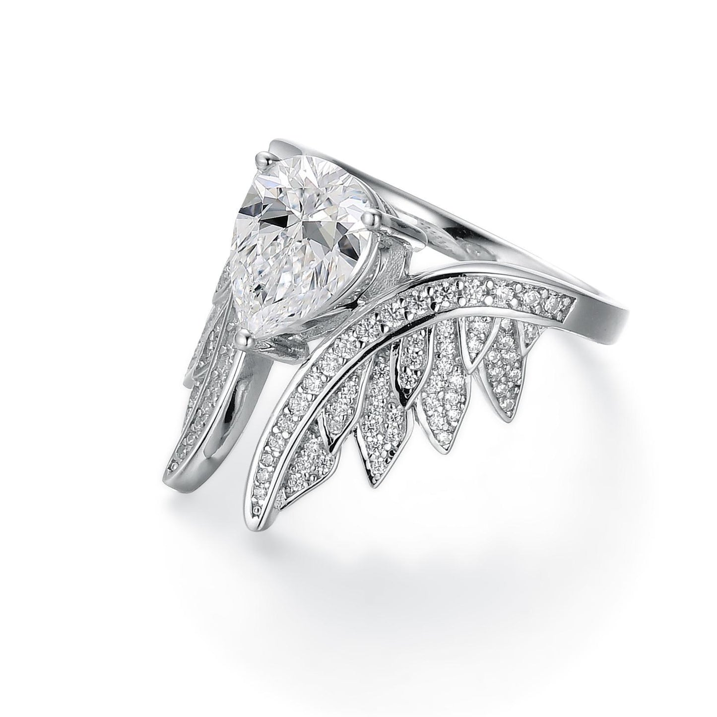 S925 Pear-Cut Moissanite Plating Ring Band 3CT 【2#1】