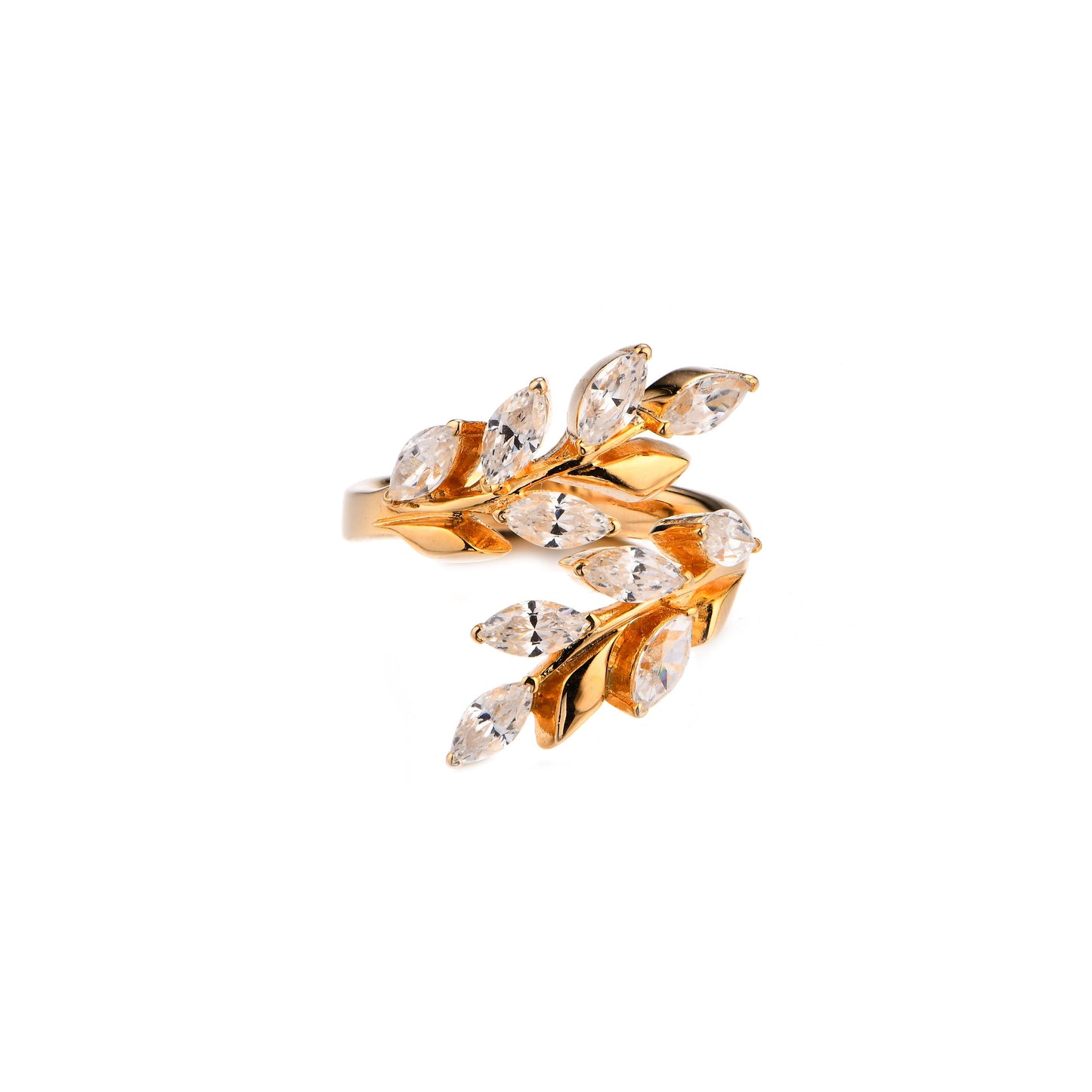 S925 Marquise-Cut Zircon Ring Gold plated 【g1#6】