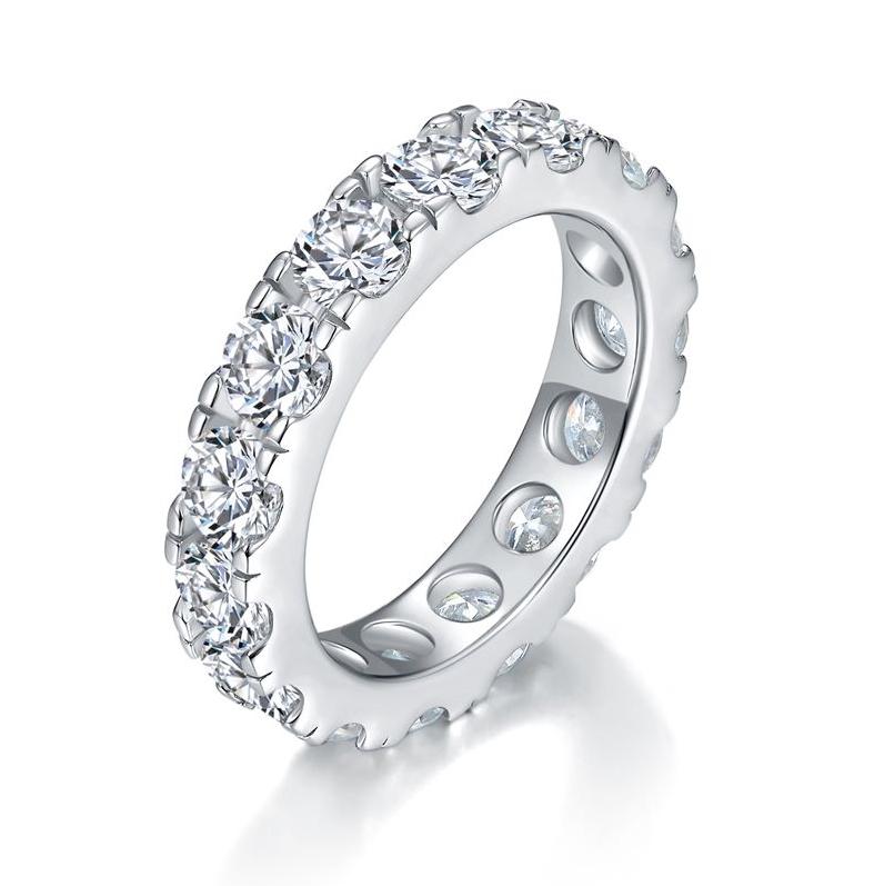 S925 Round-Cut Full Moissanite Ring Band Black & White【6#30】
