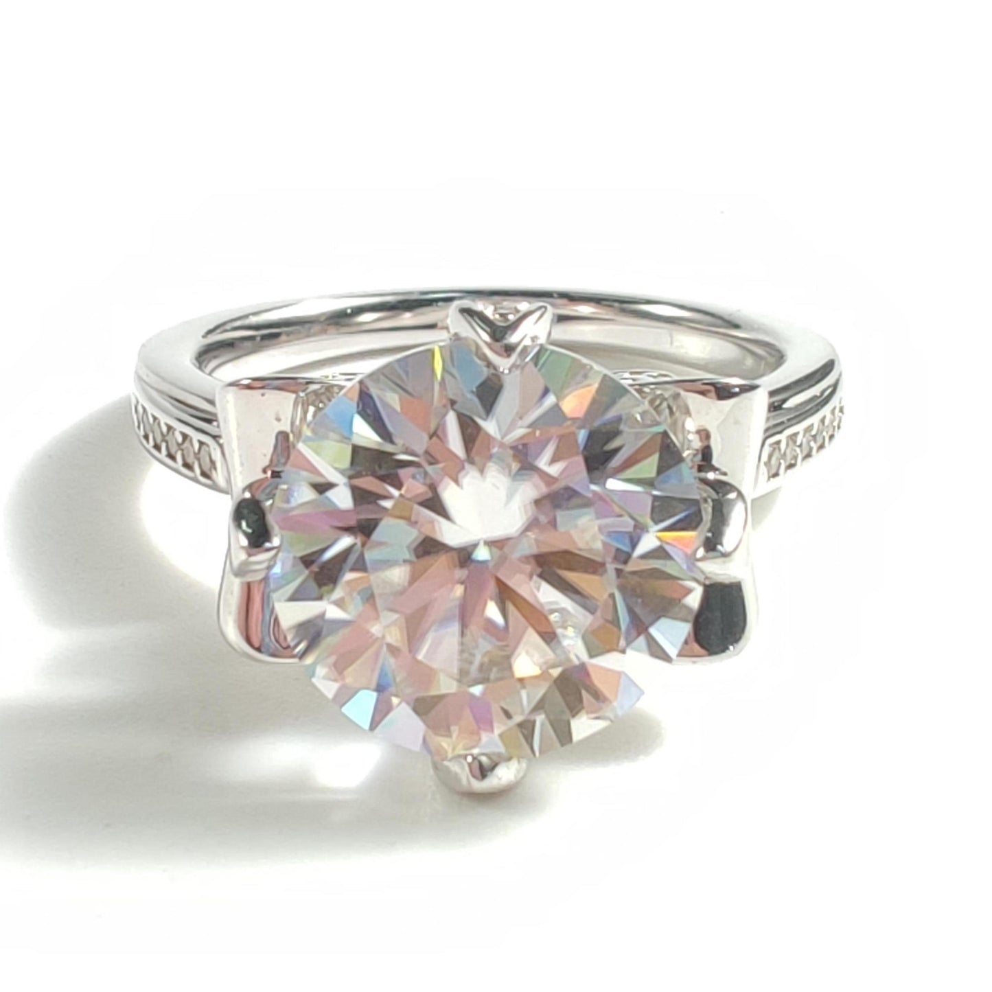 S925 Round-Cut Moissanite Plating Ring 【2#12】