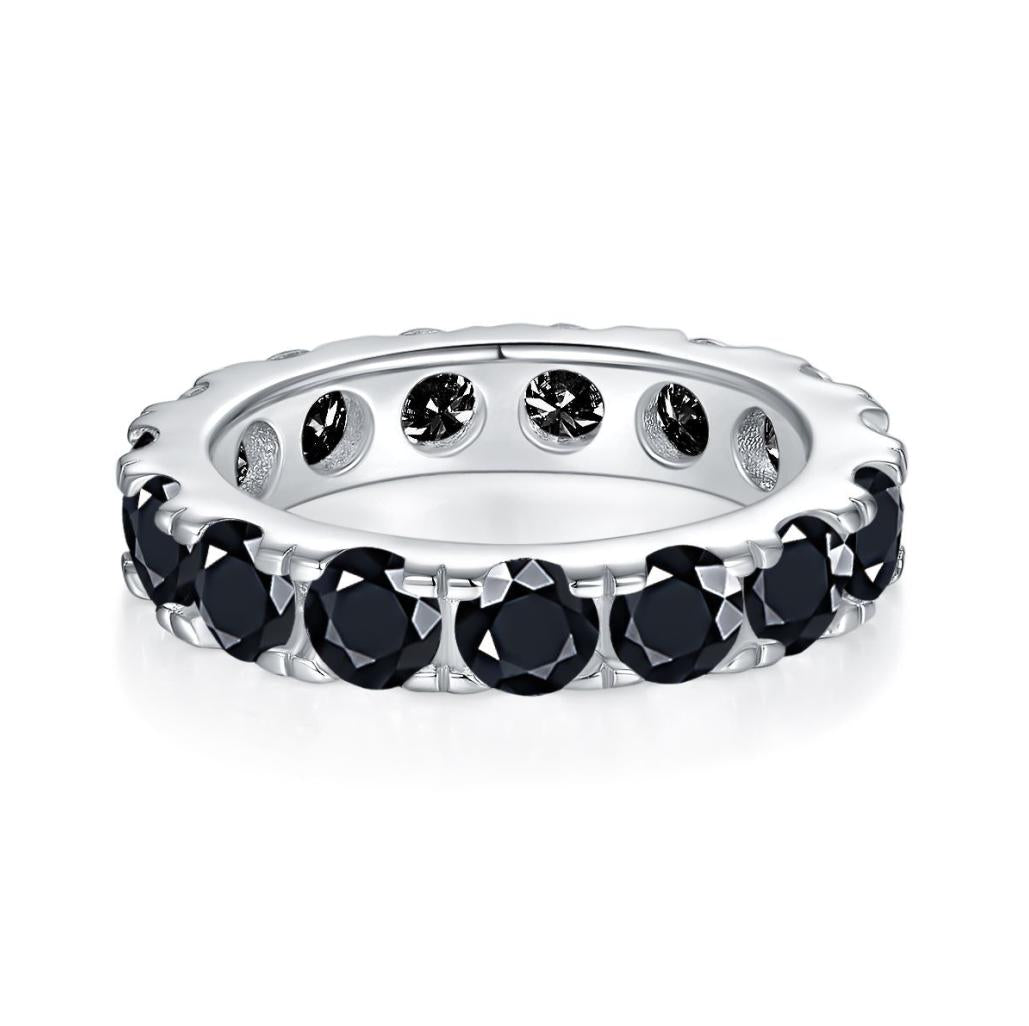 S925 Round-Cut Full Moissanite Ring Band Black & White【6#30】