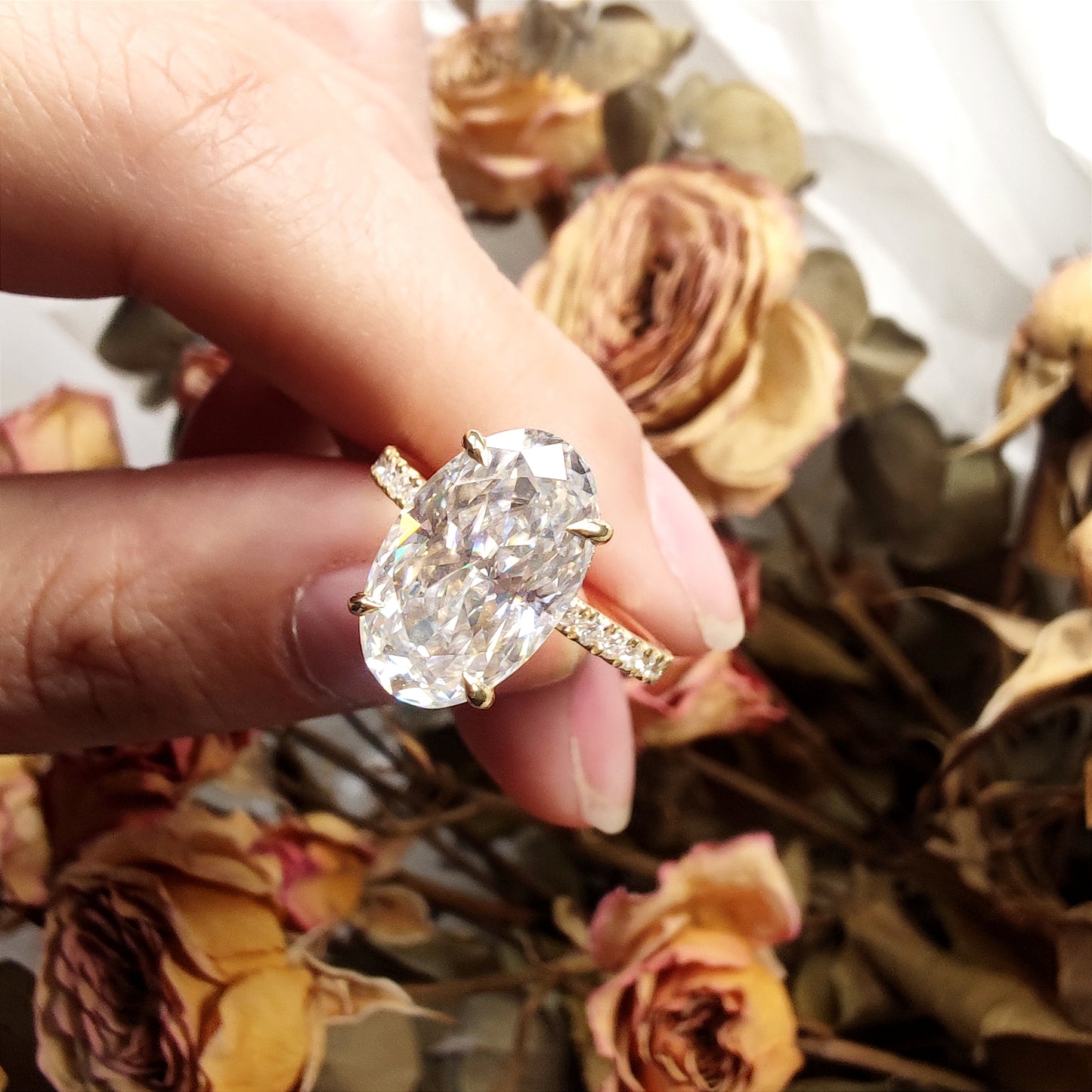 S925 Oval-Cut Full Moissanite Ring 【8#1】