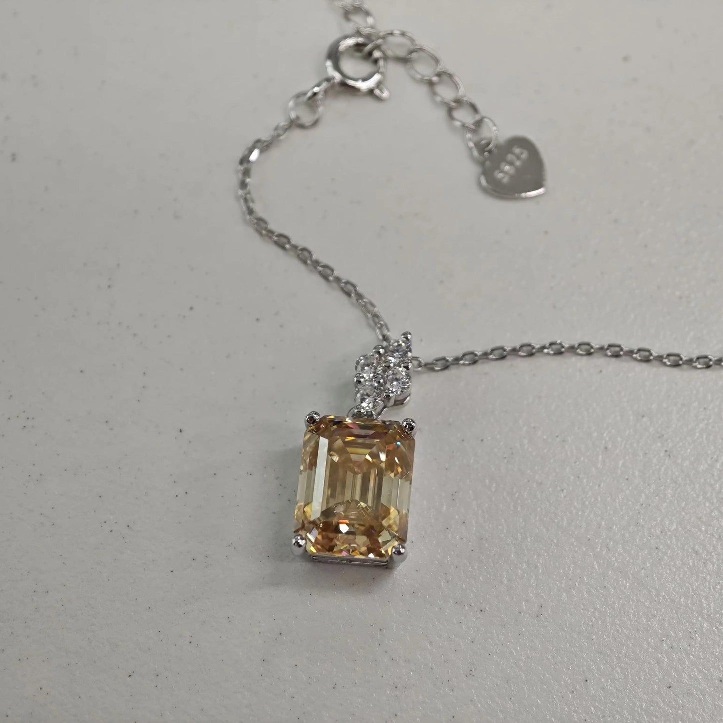 S925 Emerald-Cut Paraíba & White Moissanite Pendant 4CT 【3#2】