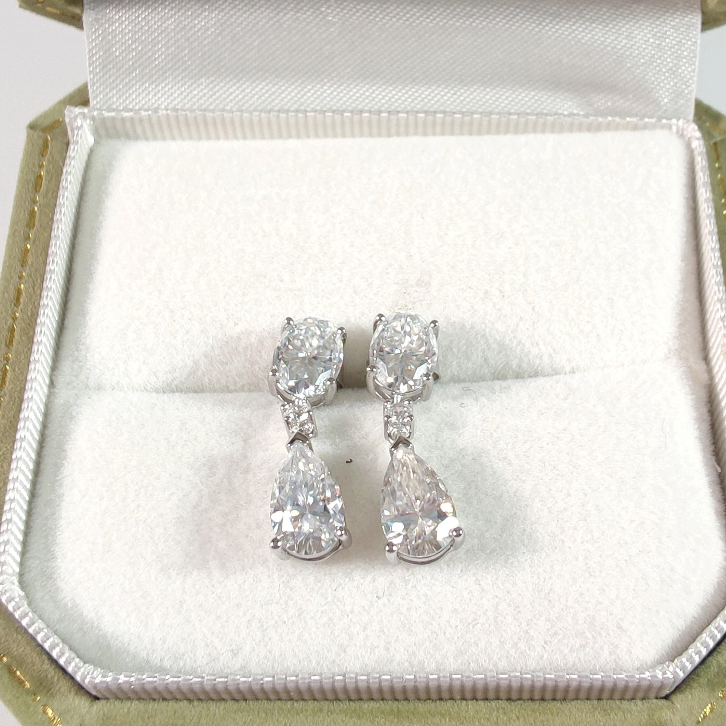 S925 Oval & Pear-Cut White Moissanite Earrings 1CT*4 【3.2#6】