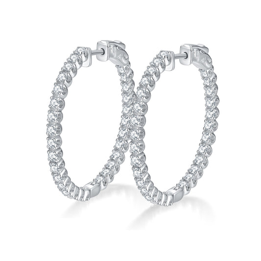 S925 Round-Cut Full Moissanite Hoop Earrings 【6#1】