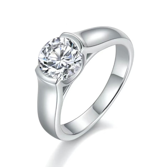 S925 Round-Cut Moissanite Ring 1.5CT 【6#12】