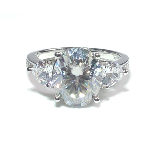 S925 Oval-Cut Moissanite Flowing Love Rings 5CT 【3#43】