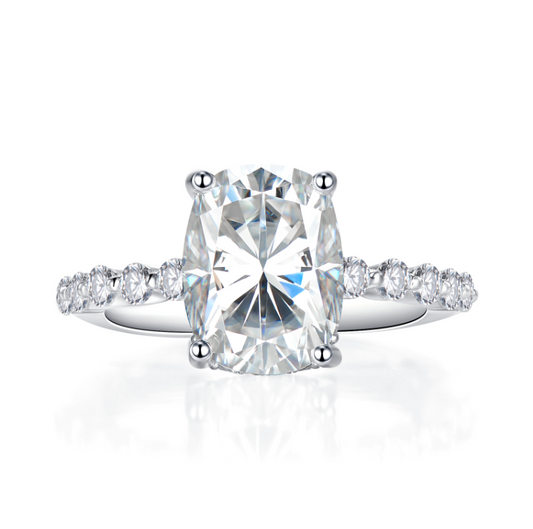 S925 Cushion-Cut Moissanite Ring Half Band 4CT 【1.2#16】