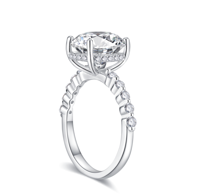 S925 Cushion-Cut Moissanite Ring Half Band 4CT 【1.2#16】