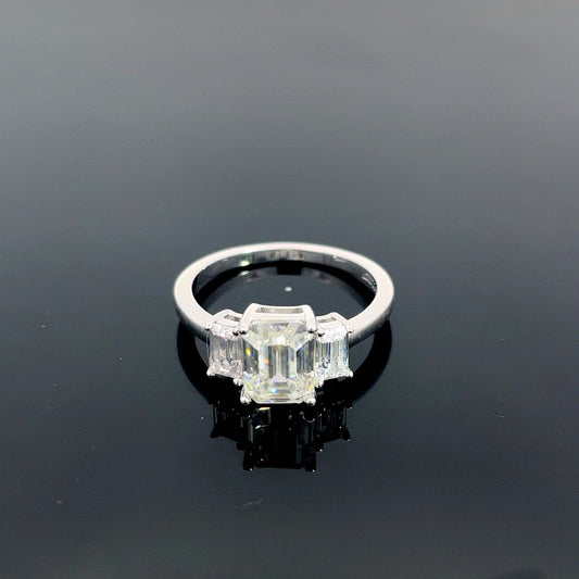 S925 Emerald-Cut Full Moissanite Ring 2CT 【K#7】