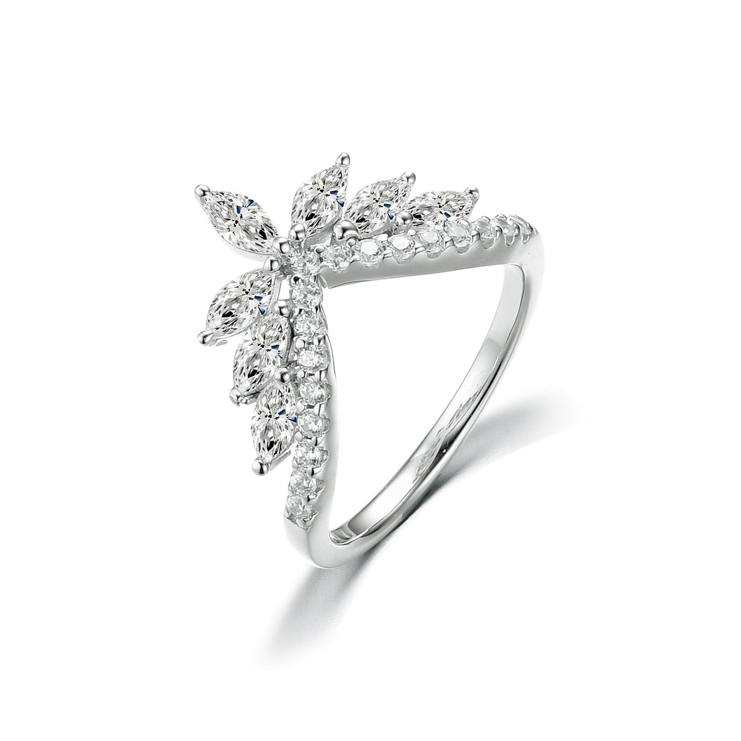 S925 Marquise-Cut Zircon Ring With Crown Design 【2#15】 Christmas & Party & Princess & Ball