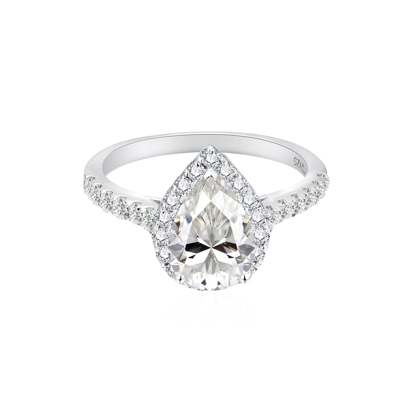 S925 Pear-Cut Moissanite Plating Ring 【1#12】