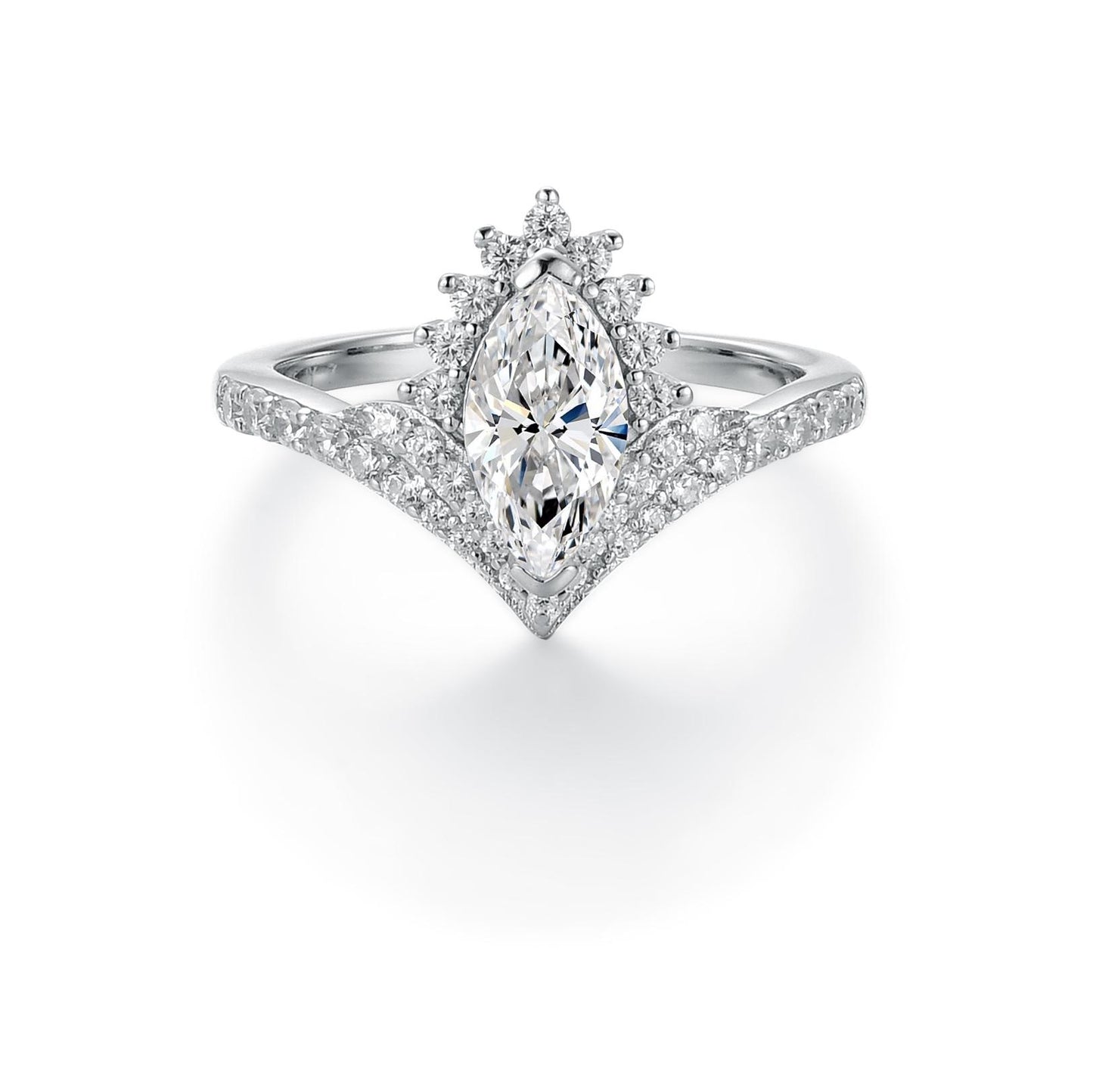 S925 Marquise-Cut Moissanite Plating Ring 1CT 【2#8】