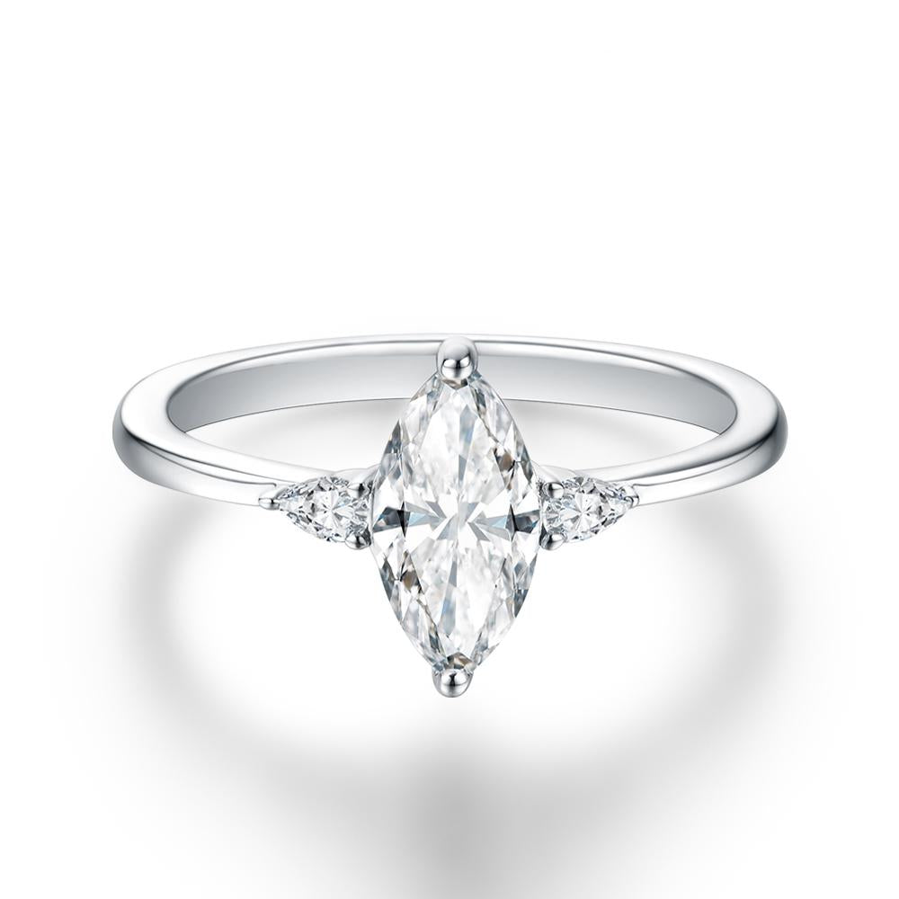 S925 Marquise-Cut Moissanite Plating Ring 【1#10】