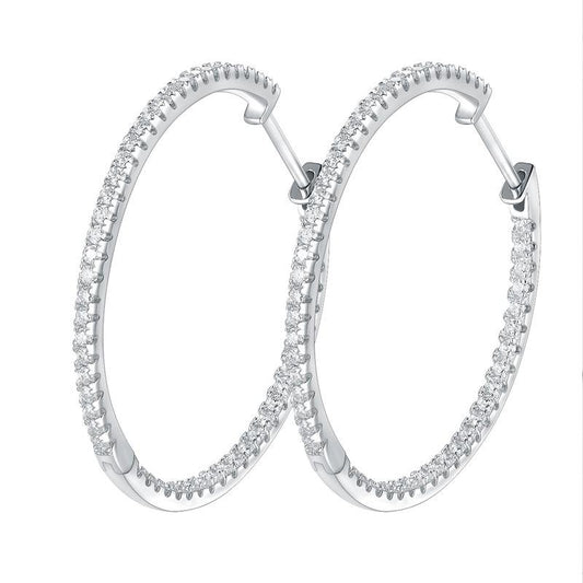 S925 Round-Cut "57 Cents" Full Moissanite Hoop Earrings 【J#6】