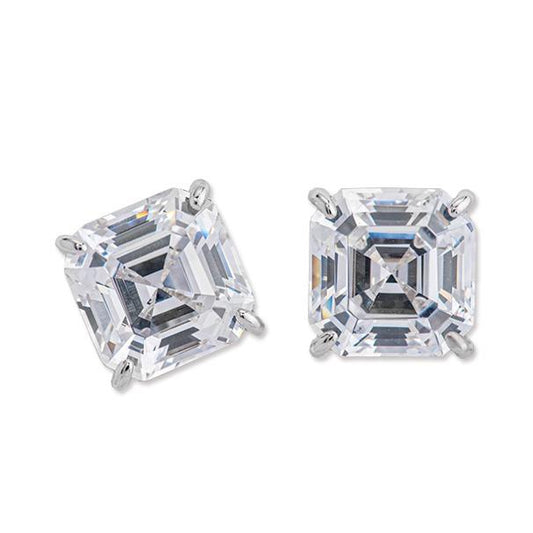 S925  Asscher-Cut Moissanite Fantasy Rock Candy Stud Earrings 1CT*2 【3#17】