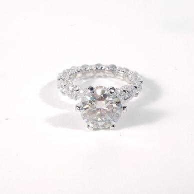 S925 Round-Cut Full Moissanite Ring 4CT 【5#1】