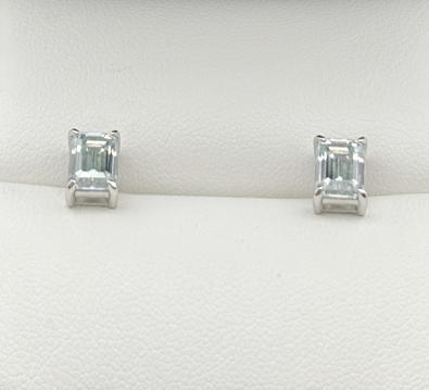 S925 Emerald-Cut Paraíba Moissanite Earrings 1CT*2 【3#9】