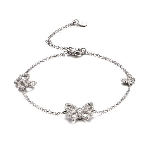 S925 Round-Cut Moissanite Bracelet With Butterfly Design 【1.2#19】