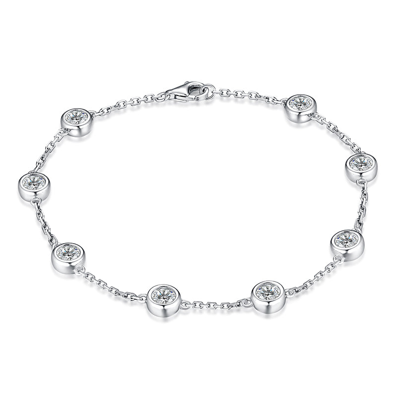 S925 Round-Cut Moissanite Bracelet 【1.2#21】