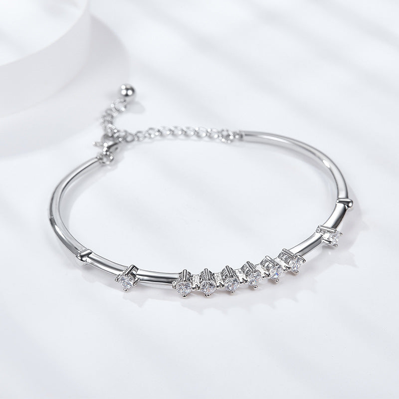 S925 Round-Cut Moissanite Bracelet【6.2#158】