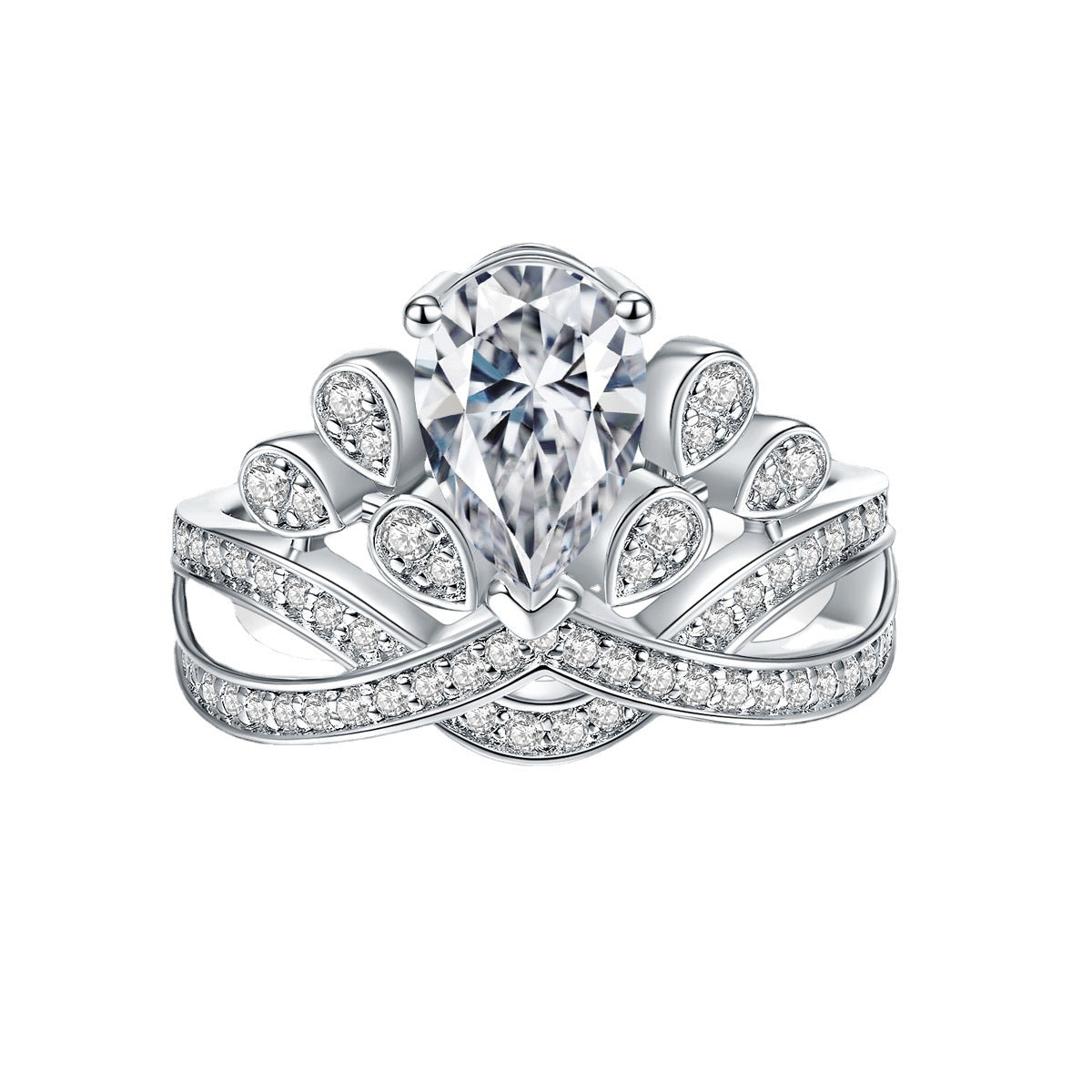 S925 Pear-Cut Full Moissanite Ring 1.5CT【6.2#30】