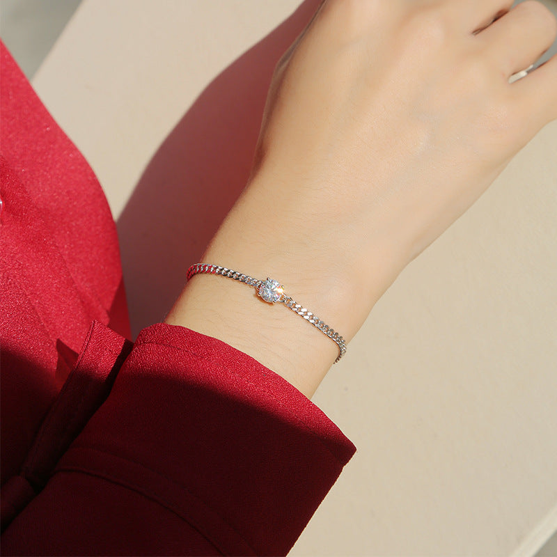 S925 Round-Cut Moissanite Bracelet 【6.2#97】