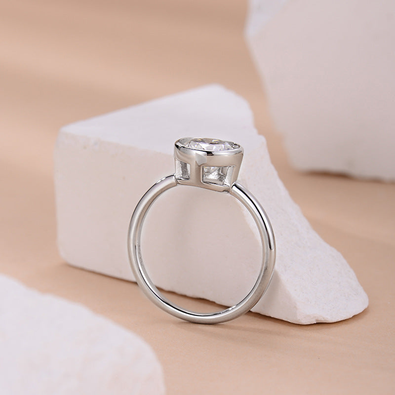 S925 Moissanite Ring Classic 2 Claw 【6.2#62】