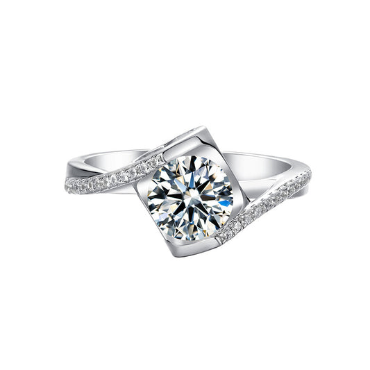 S925 Round-Cut Moissanite Ring【6.2#81】