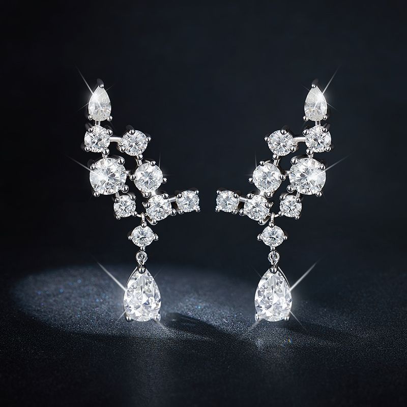 S925 Pear-Cut Full Moissanite Stud Earrings "Minced deer antler" Design Christmas【6.2#58】