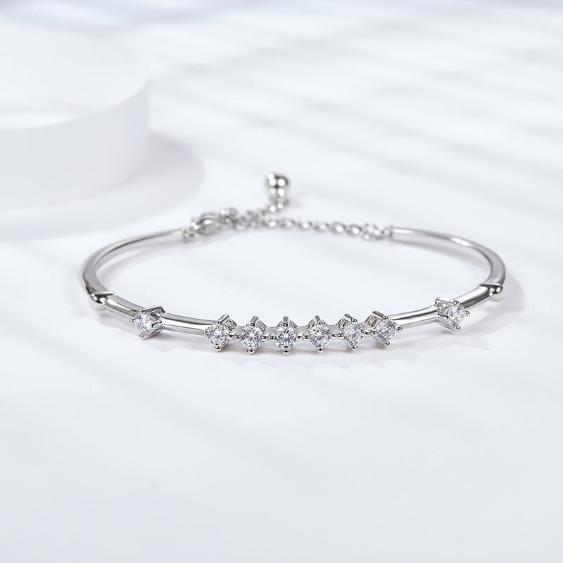 S925 Round-Cut Moissanite Bracelet【6.2#158】