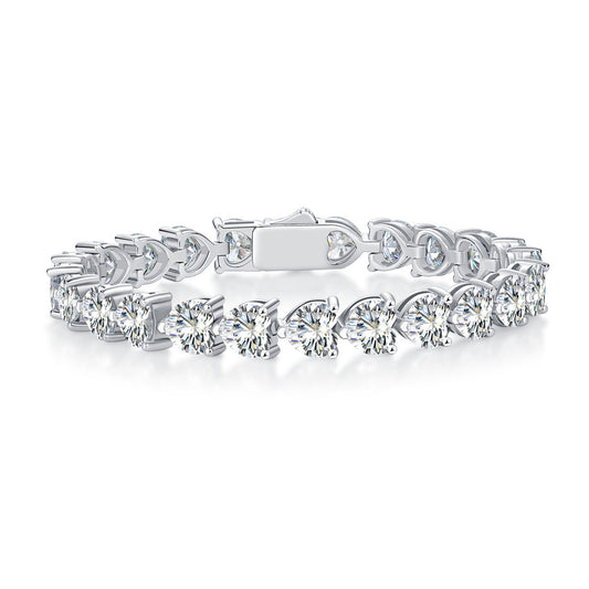 S925 Heart-Cut Moissanite Bracelet Plated 18k Gold【6.2#121】