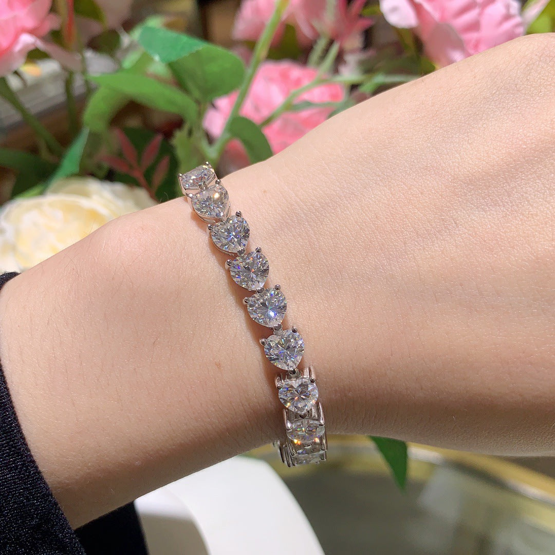 S925 Heart-Cut Moissanite Bracelet Plated 18k Gold【6.2#121】