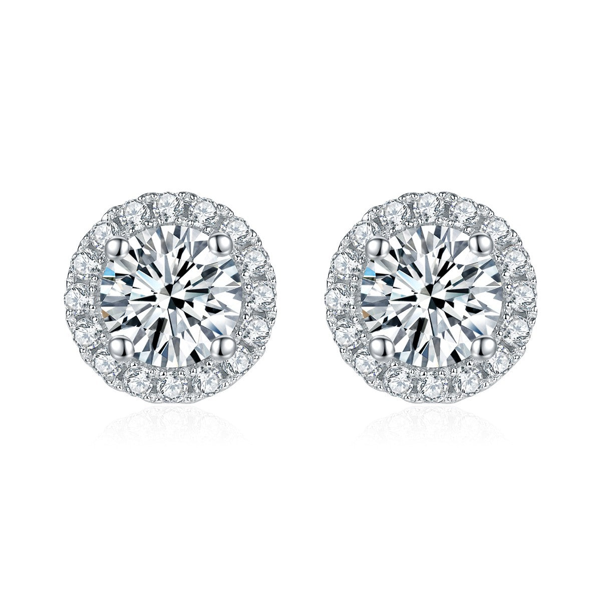 S925 Round-Cut Round Wrapped Stud Earrings 0.5CT&1CT 【6.2#49】