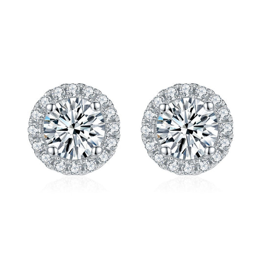 S925 Round-Cut Round Wrapped Stud Earrings 0.5CT&1CT 【6.2#49】