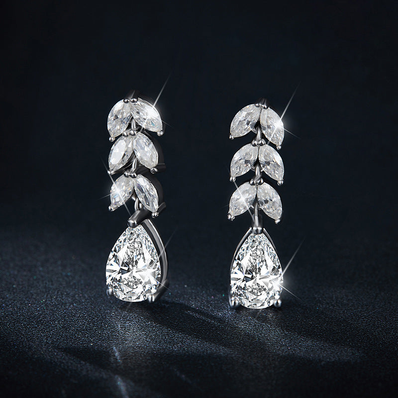 S925 Pear-Cut Moissanite Earring【6.2#203】