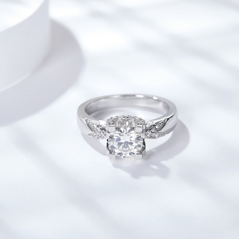 S925 Round-Cut Moissanite Ring【6.2#159】