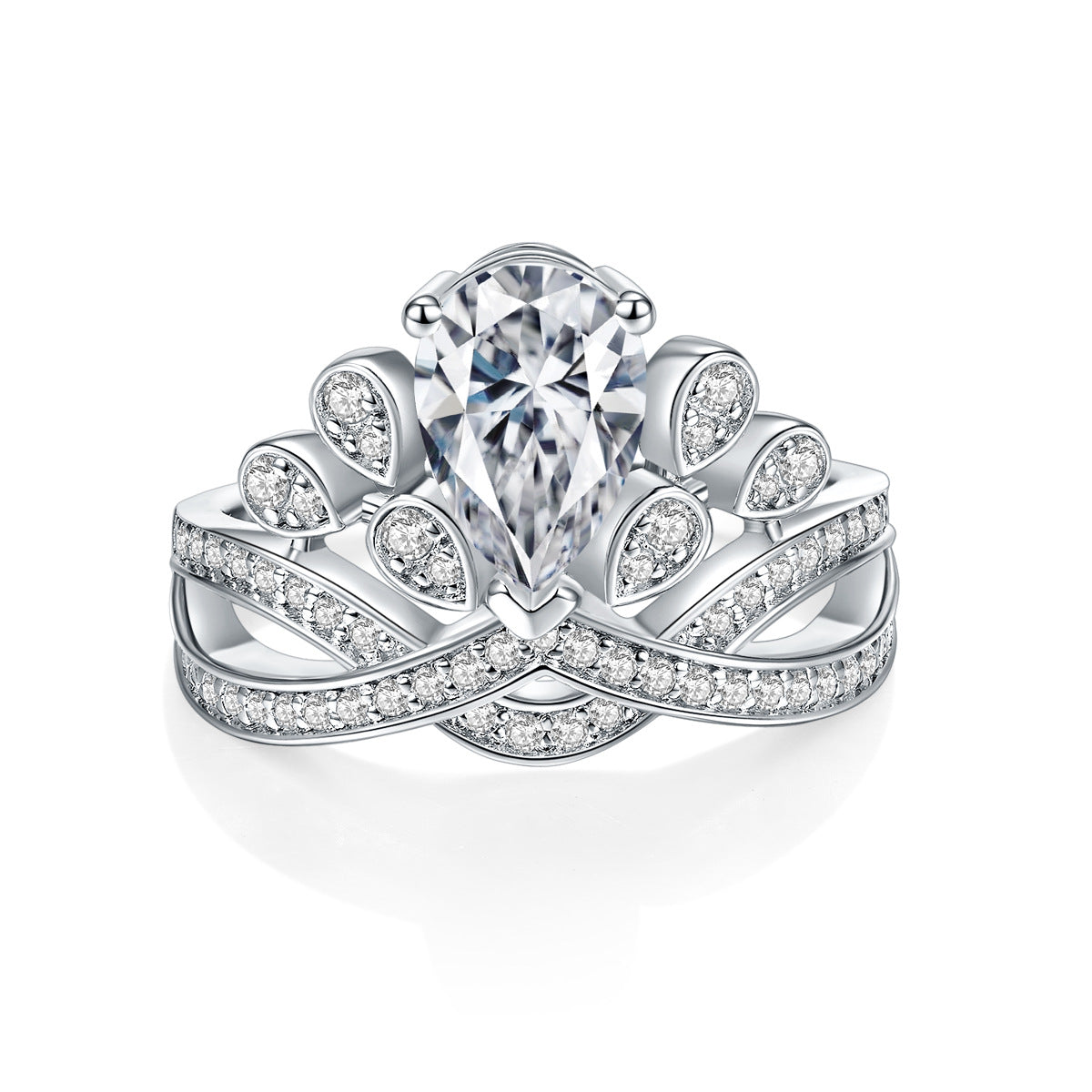 S925 Pear-Cut Full Moissanite Ring 1.5CT【6.2#30】