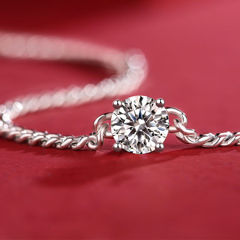 S925 Round-Cut Moissanite Bracelet 【6.2#97】