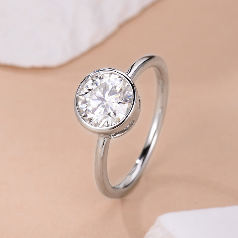 S925 Moissanite Ring Classic 2 Claw 【6.2#62】