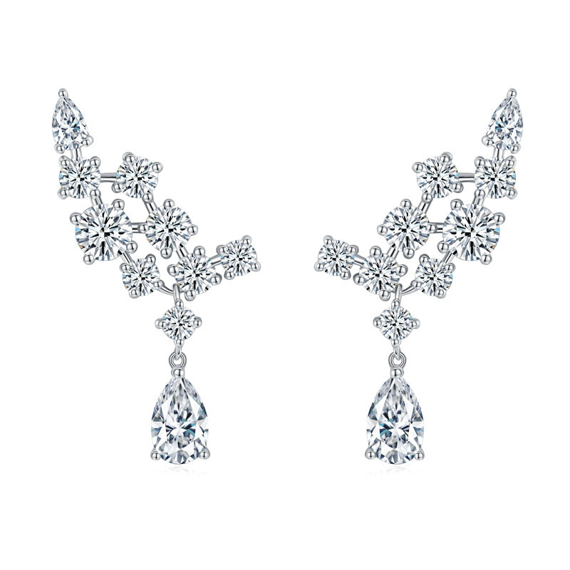 S925 Pear-Cut Full Moissanite Stud Earrings "Minced deer antler" Design Christmas【6.2#58】