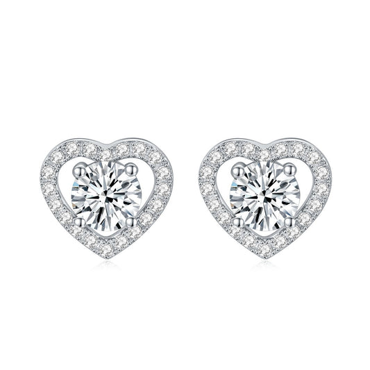 S925 Round-Cut Moissanite Earrings Heart Style 0.3CT&0.5CT 【6.2#75】