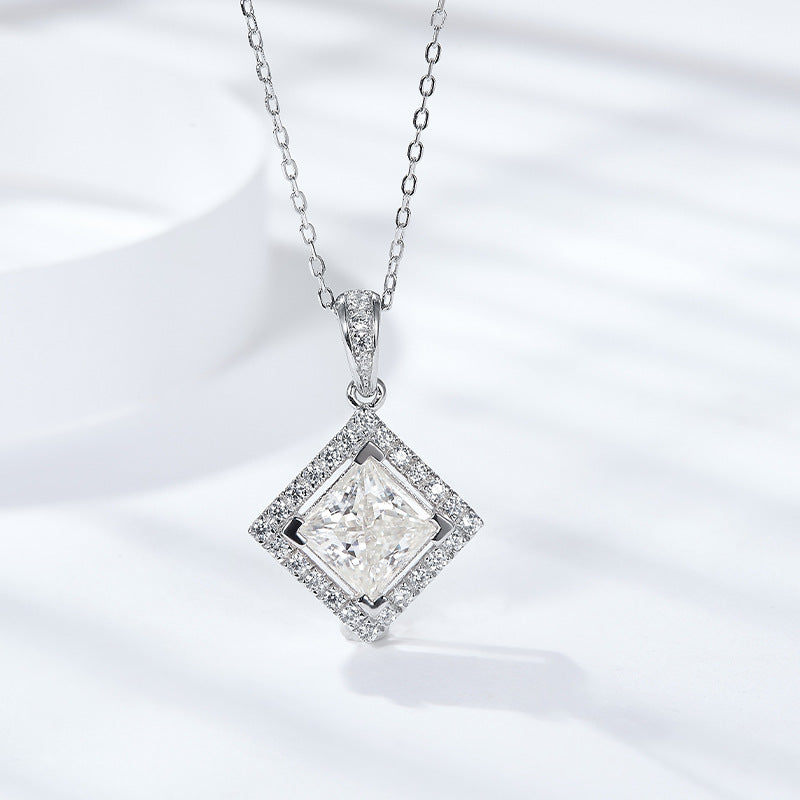 S925 Princess-Cut Moissanite Necklace【6.2#187】