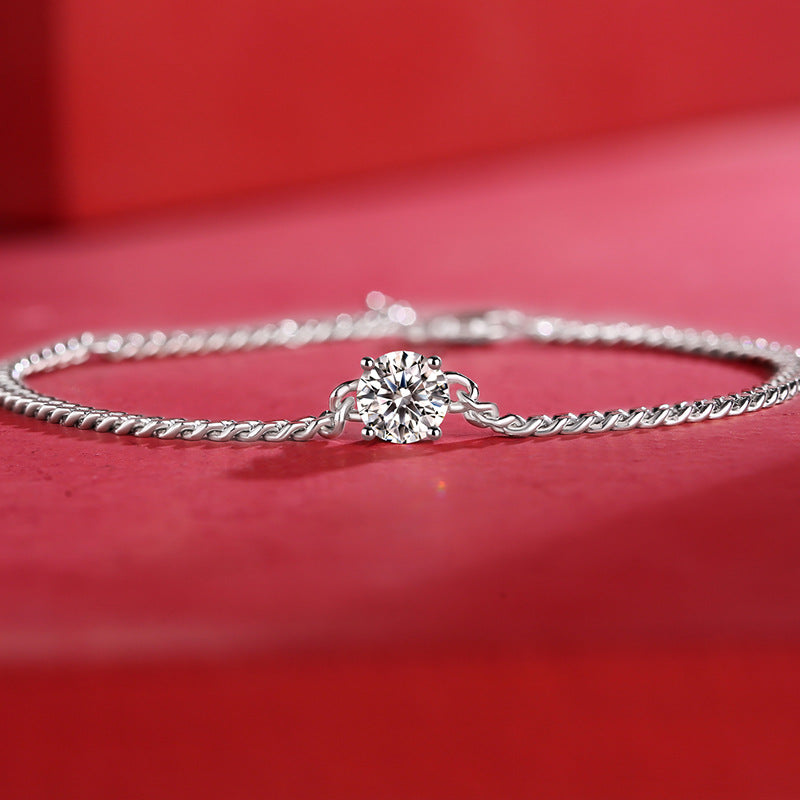 S925 Round-Cut Moissanite Bracelet 【6.2#97】