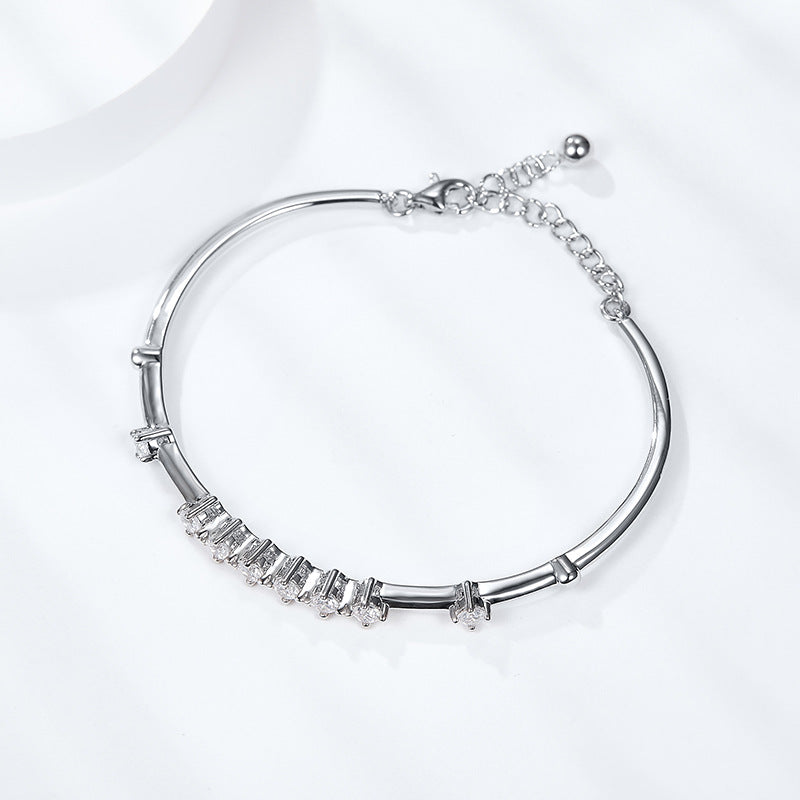 S925 Round-Cut Moissanite Bracelet【6.2#158】