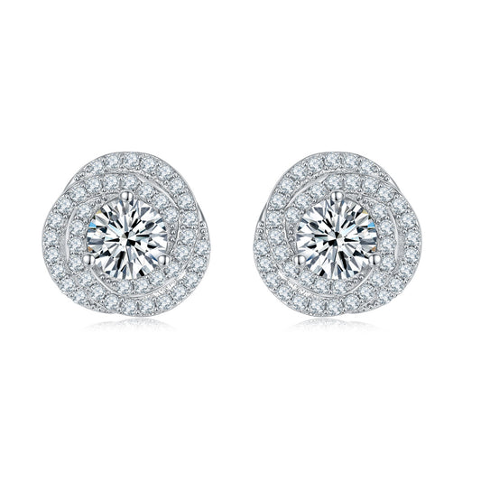 S925 Round-Cut Round Wrapped Stud Earrings【6.2#61】