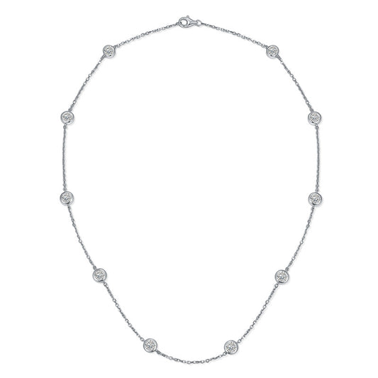 S925 Round-Cut Full Moissanite Necklace & Bracelet With 10 Gems【6.2#38】